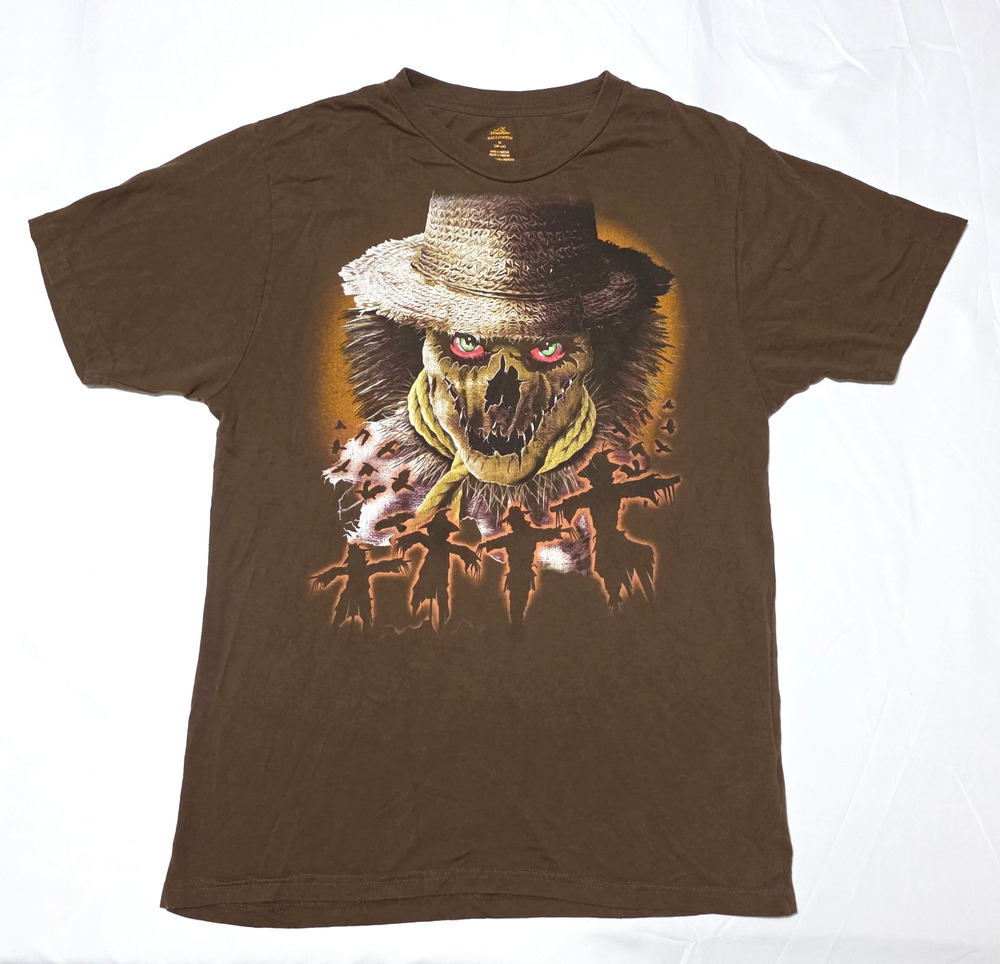 Way to Celebrate Halloween Creepy Scarecrow Graphic T-Shirt Brown Size M